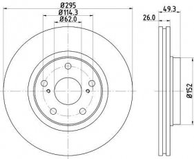 Купить 8DD 355 114-281 Behr Hella Тормозные диски Avensis T27 (1.6, 1.8, 2.0)