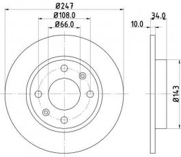 Купити 8DD 355 100-841 Behr Hella Гальмівні диски Пежо 206 (1.0, 1.1, 1.1 i)