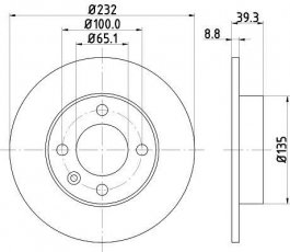 Купити 8DD 355 106-681 Behr Hella Гальмівні диски Cordoba (1.4, 1.6, 1.8, 1.9)
