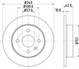 Купити 8DD 355 106-091 Behr Hella Гальмівні диски Мерива (1.4 16V Twinport, 1.4 16V Twinport LPG, 1.6)