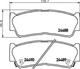 Купить 8DB 355 013-081 Behr Hella Тормозные колодки задние Hyundai H1 (2.5, 2.6) с звуковым предупреждением износа