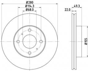 Купить 8DD 355 107-991 Behr Hella Тормозные диски Примера P11 (1.6, 1.8, 2.0)