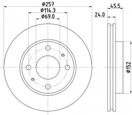 Купити 8DD 355 110-931 Behr Hella Гальмівні диски Elantra (1.5, 1.6, 1.8, 2.0)