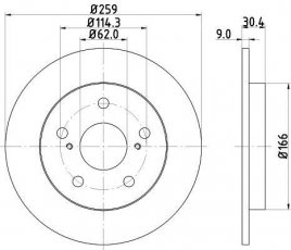 Купить 8DD 355 118-981 Behr Hella Тормозные диски Corolla (1.3, 1.4, 1.6, 1.8, 2.0)