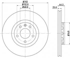 Купить 8DD 355 107-521 Behr Hella Тормозные диски Суперб (2.5 TDI, 2.8 V6)