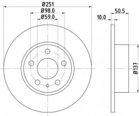 Купить 8DD 355 101-971 Behr Hella Тормозные диски Alfa Romeo 147 (1.6, 1.9, 2.0, 3.2)