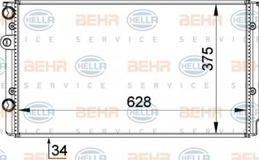 Купить 8MK 376 714-541 Behr Hella Радиатор охлаждения двигателя Пассат (Б3, Б4) 2.8 VR6