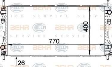 Купити 8MK 376 764-111 Behr Hella Радіатор охолодження двигуна Transit 6 (2.3 16V, 2.4 DI, 2.4 TDE)
