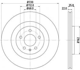 Купити 8DD 355 129-381 Behr Hella Гальмівні диски Ауді А5 (1.8, 2.0, 3.0, 4.2)