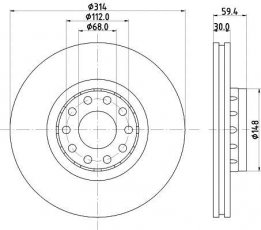 Купить 8DD 355 127-191 Behr Hella Тормозные диски Audi A8 (2.5, 2.8, 3.7, 4.2)
