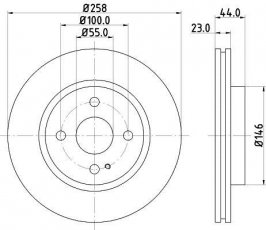 Купити 8DD 355 128-851 Behr Hella Гальмівні диски Mazda 2 (1.3, 1.4, 1.5, 1.6)