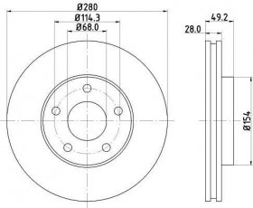 Купити 8DD 355 127-681 Behr Hella Гальмівні диски Almera V10 (1.8, 2.0, 2.2)