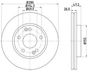 Купити 8DD 355 129-431 Behr Hella Гальмівні диски Cerato (1.6, 2.0)