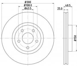 Купити 8DD 355 128-471 Behr Hella Гальмівні диски Focus (2, 3) (1.0, 1.5, 1.6, 1.8, 2.0)