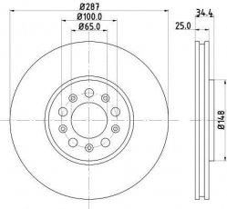 Купити 8DD 355 127-581 Behr Hella Гальмівні диски Roomster (1.2, 1.4, 1.6, 1.9)