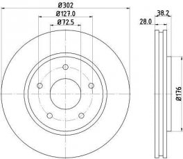 Купити 8DD 355 129-011 Behr Hella Гальмівні диски Voyager Grand (2.5, 2.8, 3.3, 3.8, 4.0)