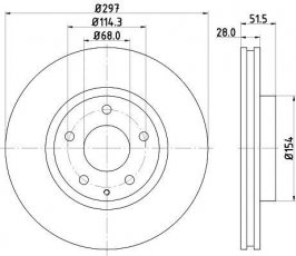 Купить 8DD 355 119-581 Behr Hella Тормозные диски CX-5 (2.0, 2.2, 2.5)