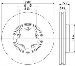 Купити 8DD 355 120-111 Behr Hella Гальмівні диски Транзіт 8 (2.0, 2.2, 3.2, 3.5, 3.7)
