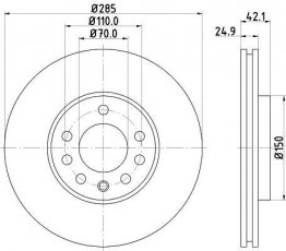 Купити 8DD 355 127-841 Behr Hella Гальмівні диски Croma (1.8 16V, 1.9 D Multijet, 2.2 16V)