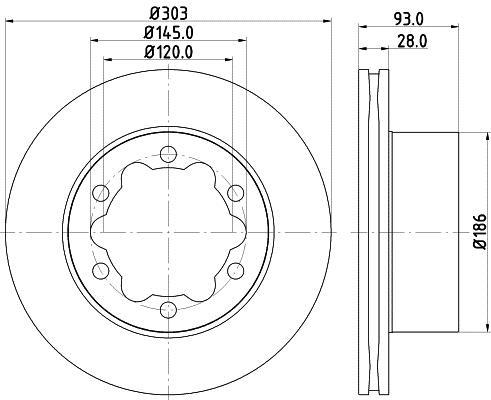 Купити 8DD 355 129-411 Behr Hella Гальмівні диски Crafter 50 (2.0 TDI, 2.0 TDI 4motion, 2.5 TDI)