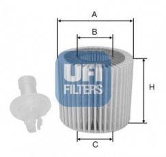 Купити 25.116.00 UFI Масляний фільтр  Auris (1.3, 1.33 Dual-VVTi)