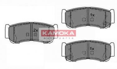 Купить JQ1013820 KAMOKA Тормозные колодки задние Санта Фе (2.2 CRDi, 2.2 CRDi GLS, 2.7 V6 GLS) с звуковым предупреждением износа