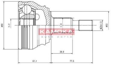 Купити 6680 KAMOKA ШРУС Passat (2.0 16V, 2.8 VR6), шліци:  36 зовн. 30 вн.