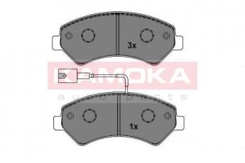 Купить JQ101150 KAMOKA Тормозные колодки передние Джампер (2.2 HDi 100, 2.2 HDi 120, 3.0 HDi 160) с датчиком износа