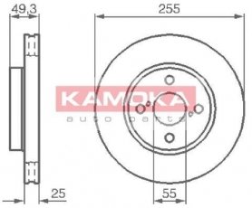 Купить 1032588 KAMOKA Тормозные диски Corolla (120, 140, 150) (1.4, 1.6)