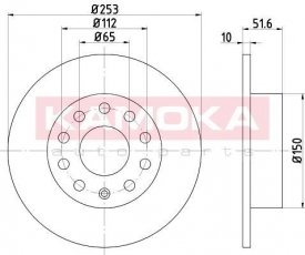 Купить 1032448 KAMOKA Тормозные диски Scirocco (1.4 TSI, 2.0 TDI, 2.0 TSI)