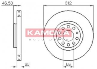 Купити 1032312 KAMOKA Гальмівні диски Superb (2.5 TDI, 2.8 V6)