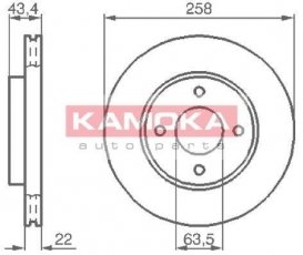 Купить 1032144 KAMOKA Тормозные диски Mazda 2 (1.2, 1.4, 1.6)