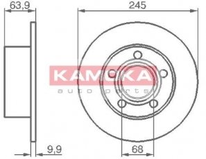 Купить 103642 KAMOKA Тормозные диски Superb (1.8, 1.9, 2.0, 2.5, 2.8)