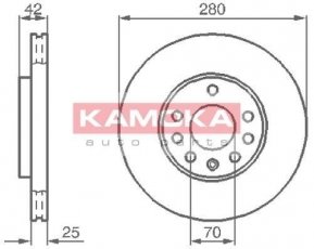 Купить 1032082 KAMOKA Тормозные диски Zafira (A, B) (1.6, 1.8, 2.0, 2.2)