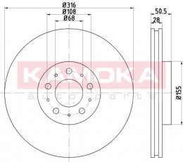 Купить 1032852 KAMOKA Тормозные диски ХС90 (2.4, 2.5, 2.9, 3.2, 4.4)