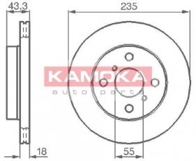 Купить 1032168 KAMOKA Тормозные диски Yaris (1.0, 1.3, 1.4)