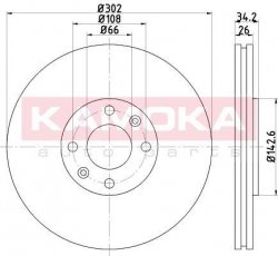 Купить 103263 KAMOKA Тормозные диски Peugeot 308 (1.6 16V, 2.0 HDi)