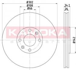 Купить 103261 KAMOKA Тормозные диски Peugeot 307 (2.0 16V, 2.0 HDi 135)