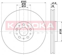 Купити 103294 KAMOKA Гальмівні диски Fiat 500 (1.4, 1.4 LPG, 1.6 D Multijet)