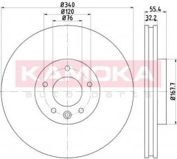 Купить 103319 KAMOKA Тормозные диски Transporter T5 (1.9, 2.0, 2.5, 3.2)