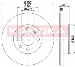 Купить 103207 KAMOKA Тормозные диски Hyundai i10 (1.0, 1.1, 1.2)