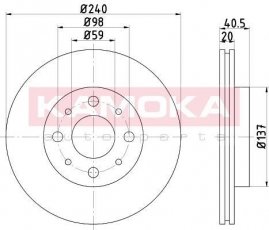 Купить 103215 KAMOKA Тормозные диски Fiat 500 (1.2, 1.3 D Multijet)