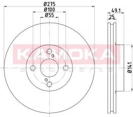 Купить 103255 KAMOKA Тормозные диски Corolla (120, 140, 150) (1.4, 1.8, 2.0)