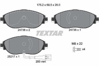Купить 2473801 TEXTAR Тормозные колодки передние Octavia A7 (1.2, 1.4, 1.6, 1.8, 2.0) с датчиком износа