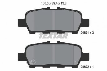 Купить 2487101 TEXTAR Тормозные колодки задние Ниссан Жук (1.2 DIG-T, 1.6, 1.6 DIG-T NISMO RS) с звуковым предупреждением износа