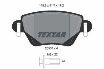Купить 2355701 TEXTAR Тормозные колодки задние Мондео 3 (1.8, 2.0, 2.2, 2.5, 3.0) без датчика износа