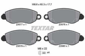 Купить 2357701 TEXTAR Тормозные колодки передние Transit 6 (2.0, 2.3, 2.4) с звуковым предупреждением износа