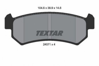 Купити 2407101 TEXTAR Гальмівні колодки задні Nubira (1.4, 1.5, 1.6, 1.8, 2.0) без датчика зносу