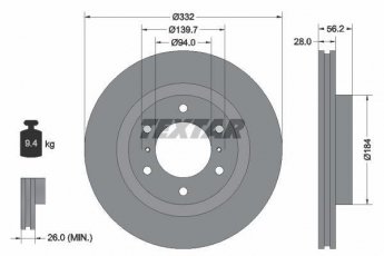 Купить 92167203 TEXTAR Тормозные диски Pajero 4 (3.0, 3.2, 3.5, 3.8)