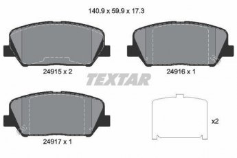 Купити 2491501 TEXTAR Гальмівні колодки передні Грандер (2.4, 2.4 16V, 3.0) с звуковым предупреждением износа